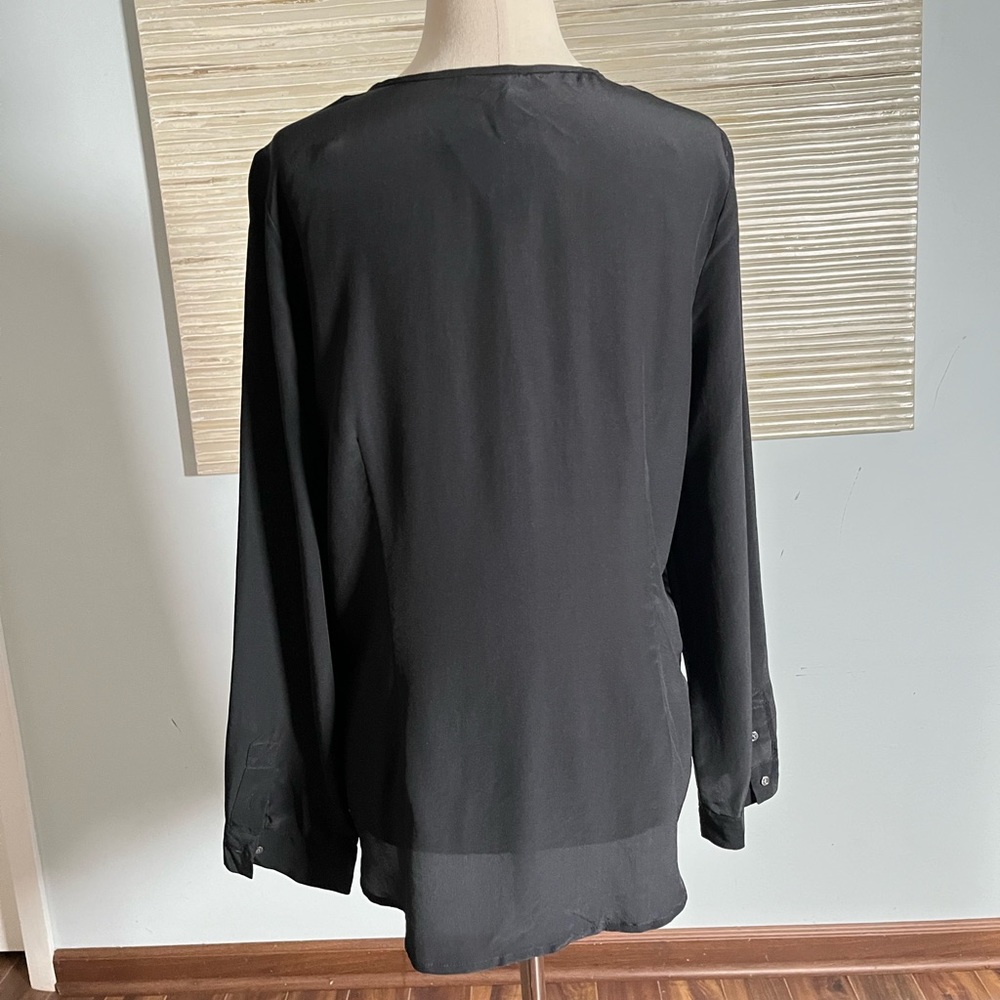 Joie 100% silk black peasant blouse top size M - Picture 9 of 11